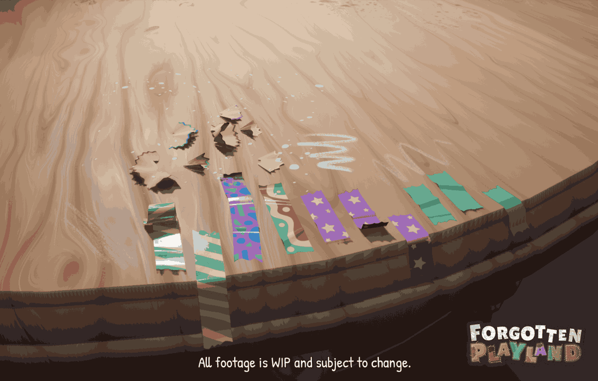 ForgotPlayland's tweet photo. Decoration time 📔

More and more details get added by the Plushies every single day.

One way to bring it together? Tape!

But, let's be honest, pencil drawings on the wall and floor help as well ✏️ https://t.co/QXMmS0j9jX