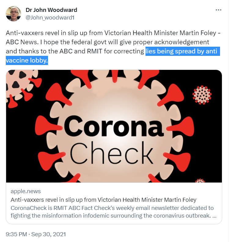 NEW ARTICLE: mRNA Injury stories - Australian academic lawyer Dr.John Woodward heaped abuse on the unvaccinated (including Novak Djokovic) and cheered vax mandates. He is now dying of Turbo Brain Cancer (glioblastoma)

'My brain biopsy is done and the results are in. I have a