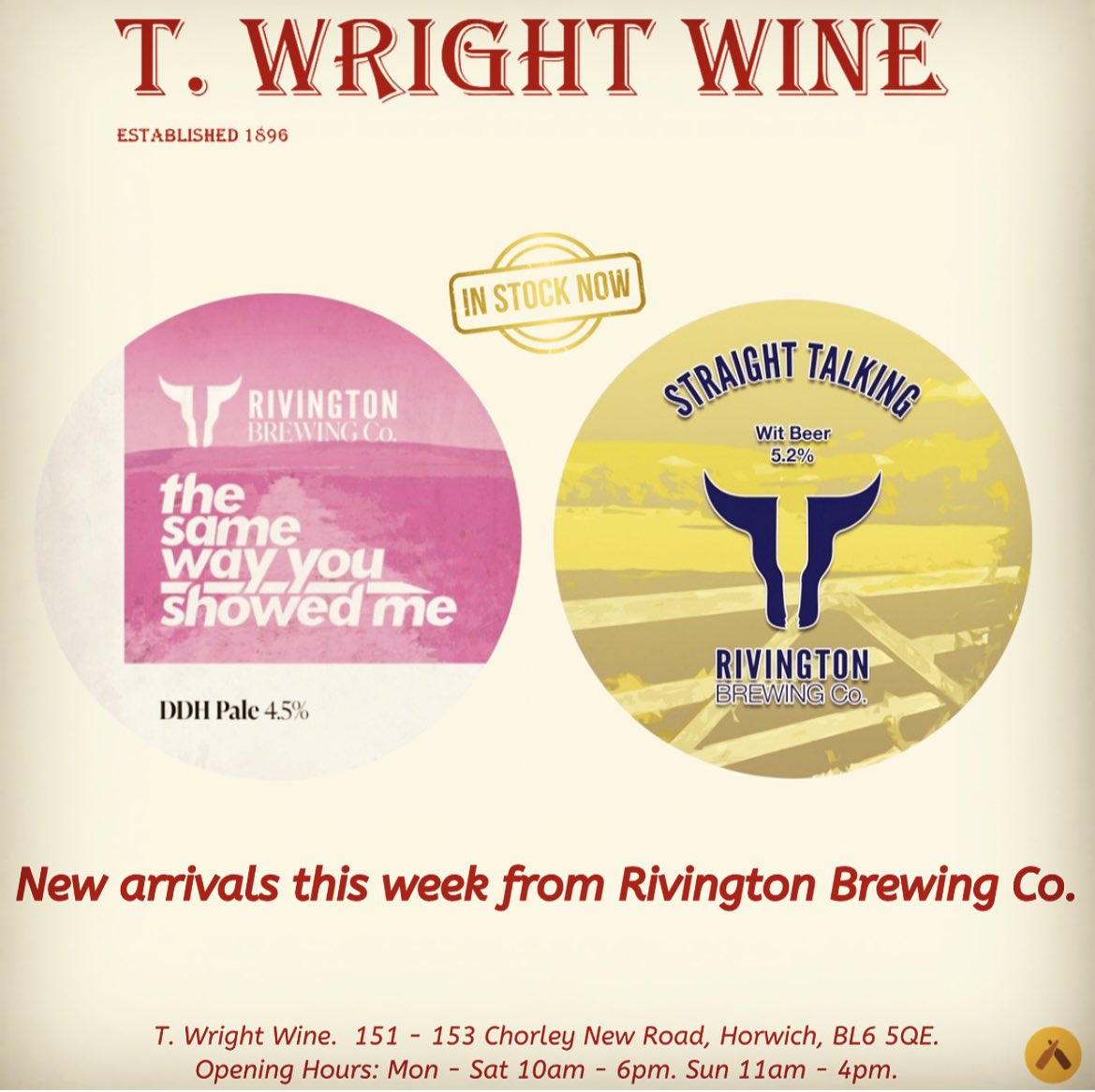 New arrivals this week from @rivingtonbrewco Find us on #Untapped #CraftBeer #Horwich #rivington #rivingtonbrewingco