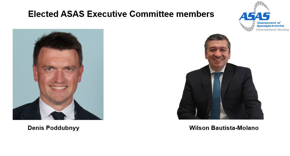 News from the ASAS annual meeting held in Barcelona: Denis Poddubnyy and Wilson Bautista-Molano were elected as incoming ASAS Executive Committee members