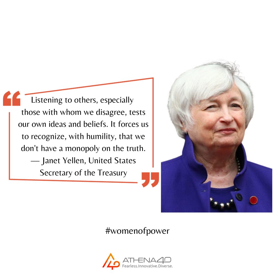 Athena_40's tweet image. Janet Yellen, a steadfast economist and visionary leader, has made impactful strides in shaping monetary policy and promoting inclusive growth. #Athena40 #FinancialVisionary #InclusiveEconomics