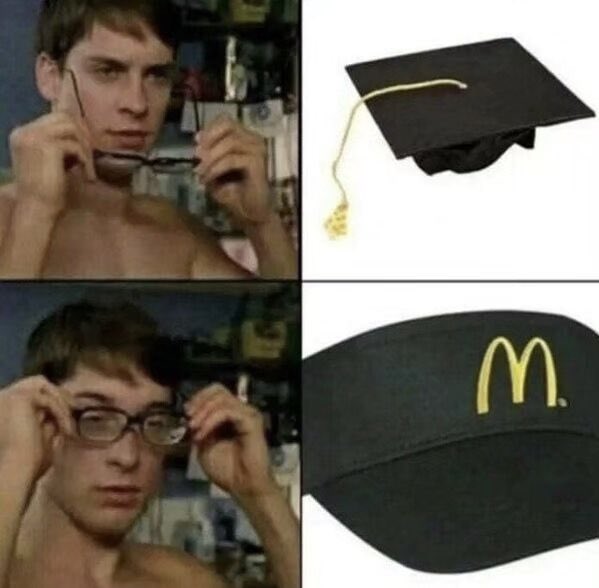 HumansNoContext's tweet image. When you finally finish school