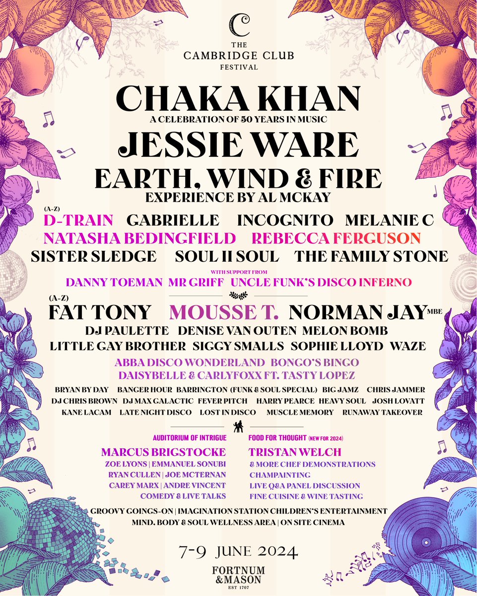 Our PHASE 2 LINEUP is here! Our lineup just got even more electrifying with exciting additions like NATASHA BEDINGFIELD, D-TRAIN, soul singer REBECCA FERGUSON & house music pioneer MOUSSE T and a host of other sensational acts, comedy, food & entertainment.