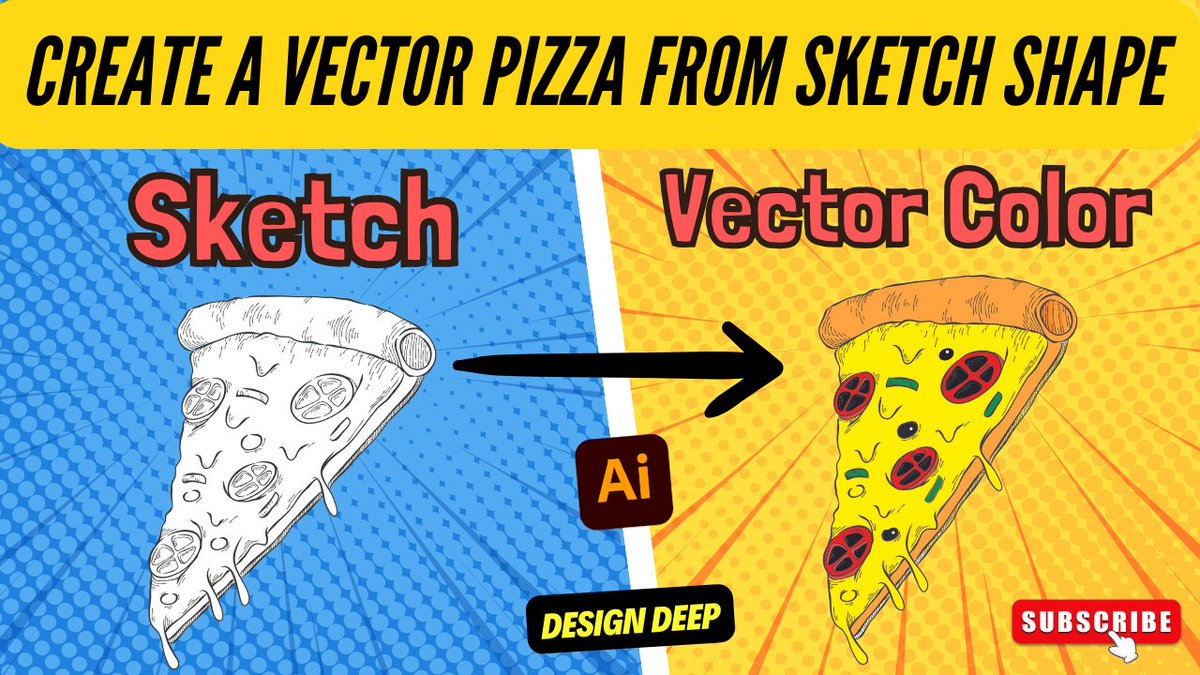 abdulaz82368500's tweet image. Adobe Illustrator Beginner Tutorial: Create a Vector Pizza from Sketch Shape
#AdobeIllustrator #VectorArt #IllustrationTutorial #PizzaArt
#StepByStep
#DesignCommunity
Learn to visit the channel's new video tutorial
youtu.be/9DkCdwzBk58
Design Deep