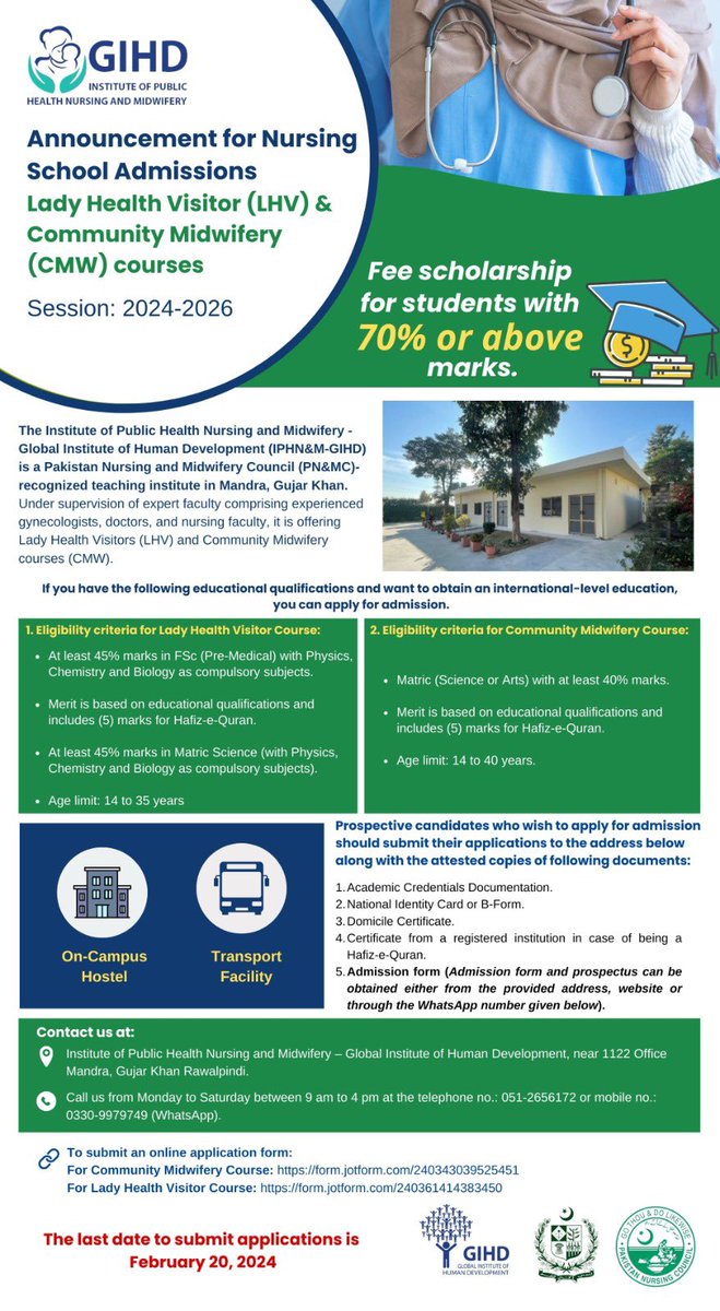 To submit an online application form follow the link below 👇 :

For Community Midwifery Course: 
form.jotform.com/240343039525451 

For Lady Health Visitor Course: 
form.jotform.com/240361414383450