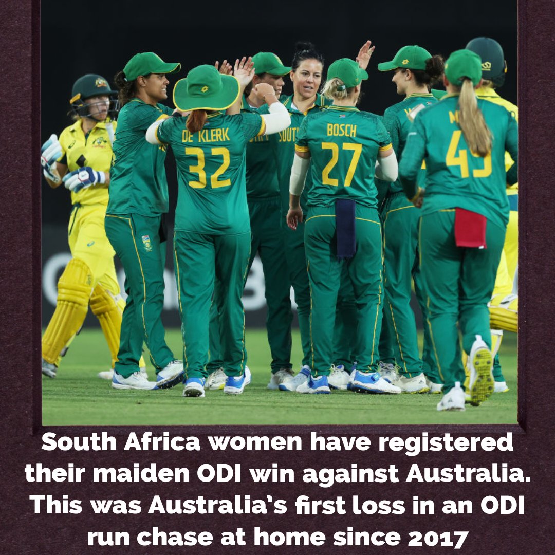 cricbuzz's tweet photo. #DidYouKnow 

Today's defeat was just Australia's second loss in an ODI run chase at home since 2009

#AUSWvSAW https://t.co/xZuV9b9pYK