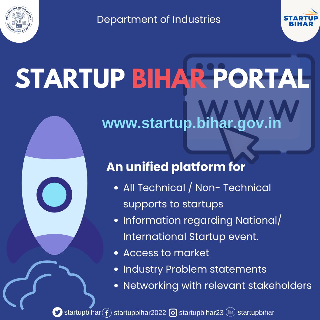 Hope you all know about the portal, where you can access all the helps for nurturing your startup idea.
#startup #startupbusiness #startupbihar #startuppolicy #biharhaitaiyar