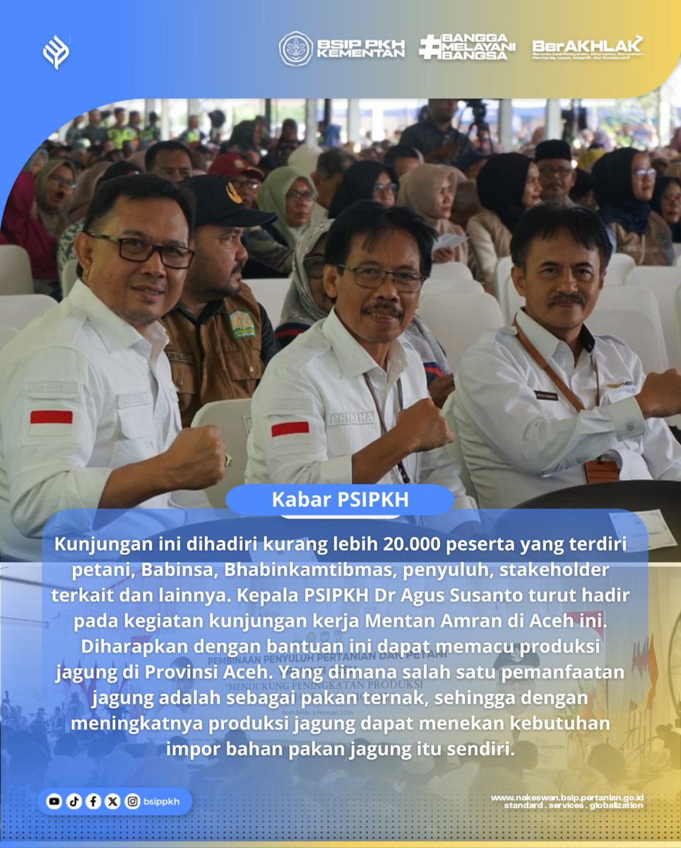 brmppkh's tweet photo. Malam SobaTani
Kepala PSIPKH turut hadir pada kegiatan panen dan tanam jagung Mentan Amran di Aceh.
Cek selengkapnya ya Sob!
#bsippkh
#kementan
#agrostandar https://t.co/S3p3XlJNg9