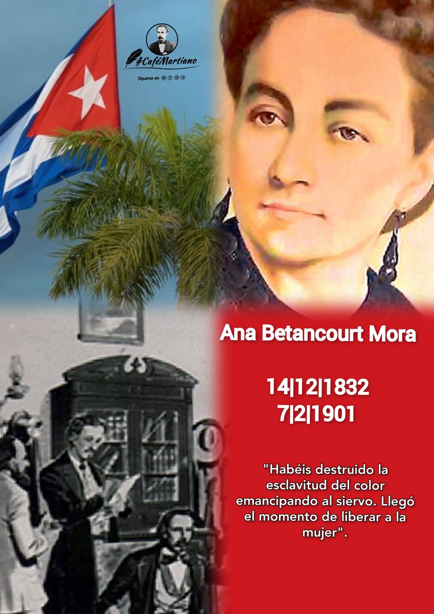 <a href="/cafemartiano/">❤️Café Martiano 🇨🇺</a> <a href="/InesMChapman/">Inés María Chapman Waugh</a> <a href="/EVilluendasC/">Enrique Villuendas</a> <a href="/agnes_becerra/">Agnes Becerra</a> <a href="/DeZurdaTeam_/">DeZurdaTeam 📳</a> <a href="/mimovilespatria/">mimovilespatria</a> <a href="/DefendiendoCuba/">Defendiendo Cuba</a> <a href="/ValoresTeam1/">Valores Team</a> <a href="/IzquierdaUnid15/">Izquierda Latina 💪</a> @Cuba_PorSiempre <a href="/boue/">boue</a> Ana Betancourt expresaría:

 “Ciudadanos, aquí todo era esclavo, la cuna, el color y el sexo. Vosotros queréis destruir la esclavitud de la cuna peleando hasta morir. Habéis destruido la esclavitud del color y emancipado al siervo. Llegó el momento de liberar a la mujer.”