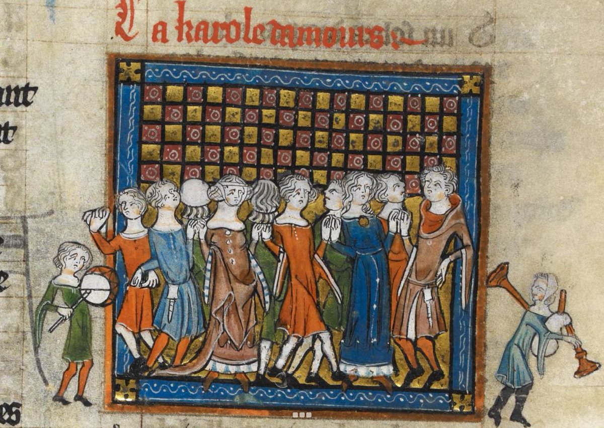 What use is a frame that you can just walk out of? 🖼️ : A carolling group in Romance of the Rose MS @britishlibrary Royal 20 A XVII.