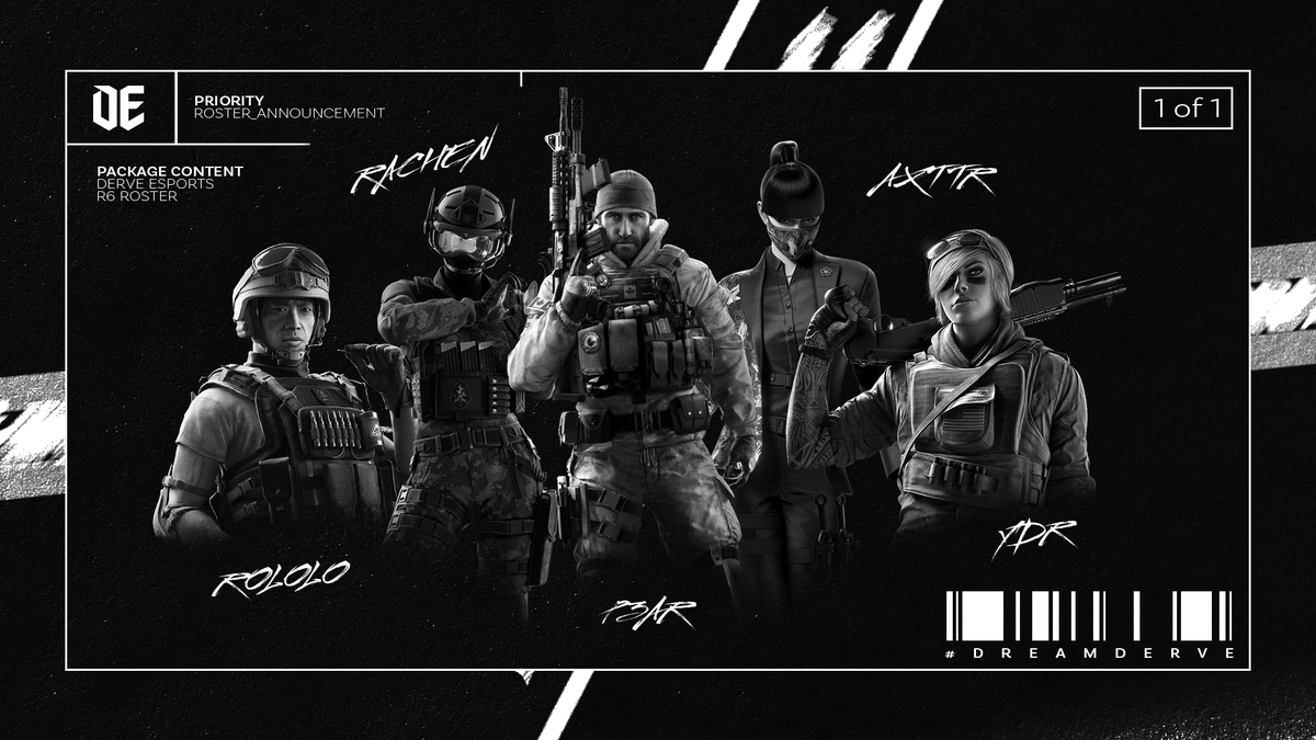 Please welcome your new EU Derve Esports Rainbow Six Siege roster!  

- @axttr_
- <a href="/ydr_r6/">ydr</a>
- <a href="/RachenR6/">Rachen</a>
- @ChildishPear1
- @rololoR6

They are currently competing in the <a href="/ELC_EsportsR6/">ELC Esports R6</a> with a BO3 coming up tomorrow!

We can't wait to show you all what they can do! #DreamDerve