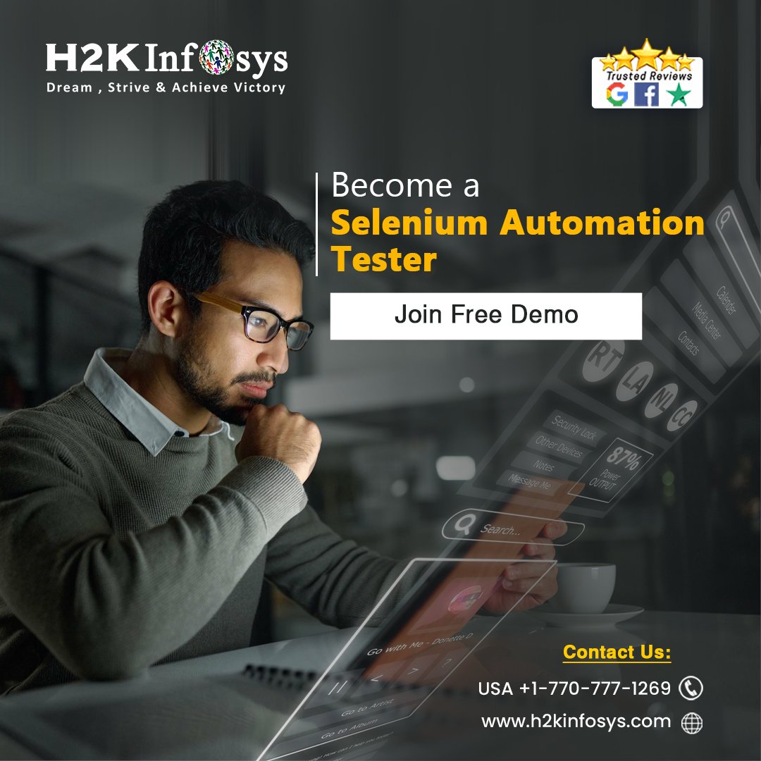 h2kinfosys's tweet image. Learn how to streamline your testing processes, improve accuracy, and save time by automating web application tests. 
Enroll Here: bit.ly/2Xp5dZK
Call: +1 770-777-1269
#seleniumonlinetraining #automationtestinginselenium #selenium #seleniumwebdriver #SeleniumTraining