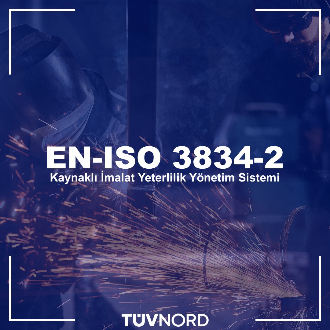 TUVTurkey's tweet photo. EN-ISO 3834-2 standardı, metalik malzemelerin ergitme kaynağı için kalite şartlarını tanımlayan bir standarttır.

EN-ISO 3834-2 belgesiyle kaynaklı imalat işlemlerinizin kalitesini ve güvenilirliğini garanti altına alın.

#ıso3834 #tüvnord #sertifika #yönetimsistemi https://t.co/Oc9LjWzS0N