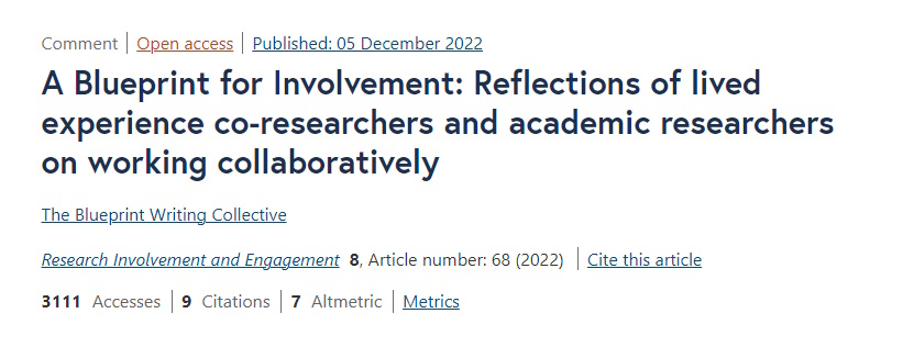 <a href="/camh_crisis2/">CAMH-Crisis2</a> <a href="/BlueprintMH/">Blueprint</a> <a href="/DBadenoch/">Douglas Badenoch</a> <a href="/NicolaEvans007/">Dr Nicola Evans</a> <a href="/gnaughton3/">Gordon Naughton</a> <a href="/McPinFoundation/">The McPin Foundation</a> <a href="/MHNProfSteven/">Steven Pryjmachuk</a> This work has resulted in the publication of award-winning, open access guidelines for involvement.

Hopefully this shared learning will help more team incorporate active co-research in their projects.

Get the guidelines here: researchinvolvement.biomedcentral.com/articles/10.11…

#CAMHSsmallsteps