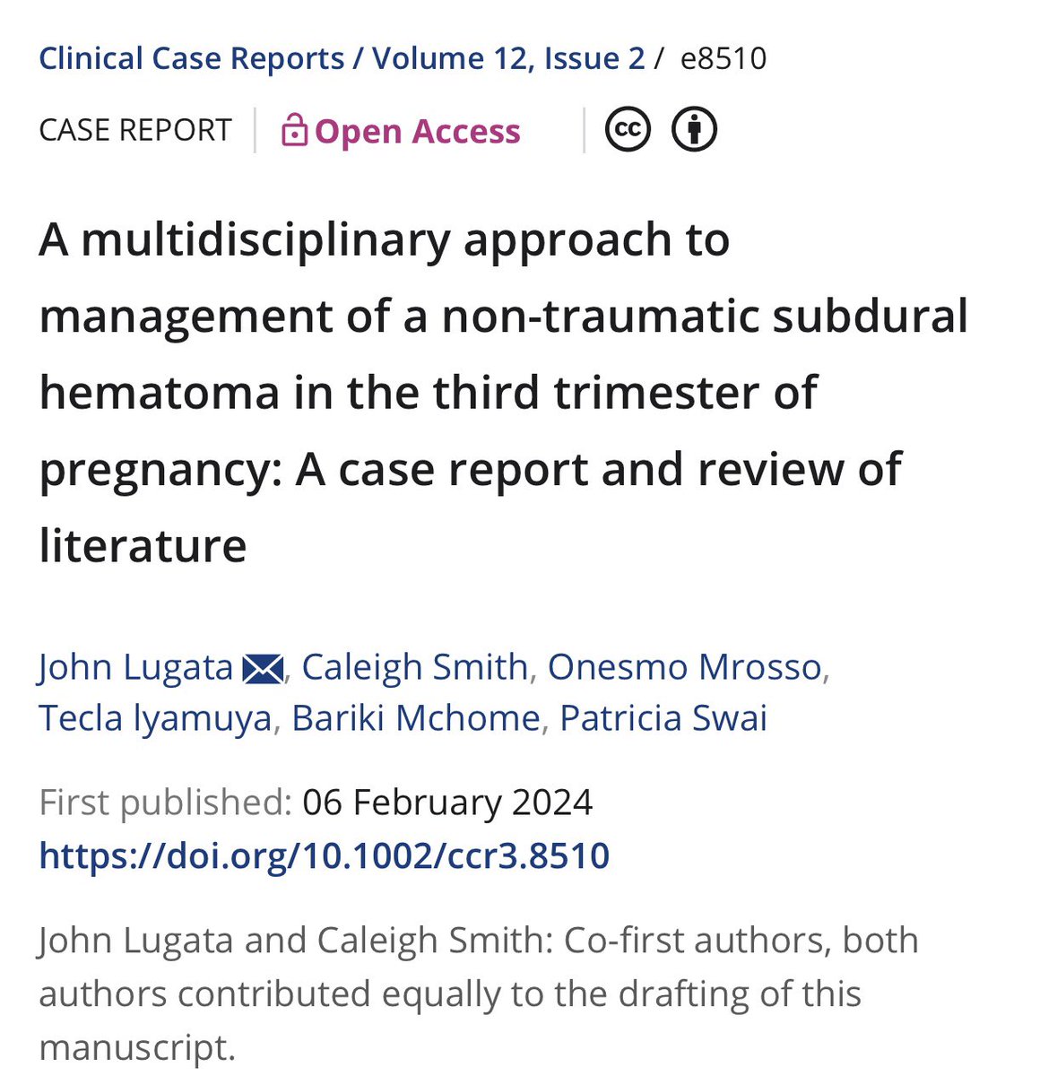 LugataJohn's tweet photo. Although non‐traumatic SDHs are rare during and immediately following pregnancy, management of these cases should be carried out by a multidisciplinary team, including obs gyn, peds, 🧠surgeons, and anesthesiologists.
https://t.co/CVLQKfd95v
@wild_mustang2 @Akhila_doc https://t.co/wCRP32AWDi