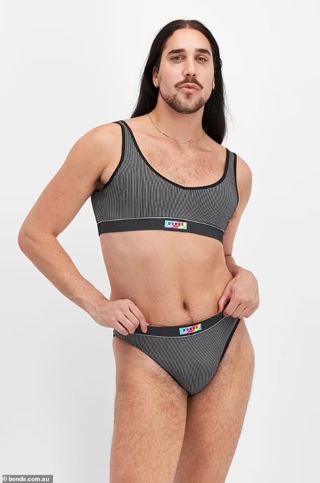 OliLondonTV's tweet photo. The new face of women’s underwear brand Bonds Australia, a man with a beard who uses they/them pronouns. https://t.co/vRXBOSY2ij