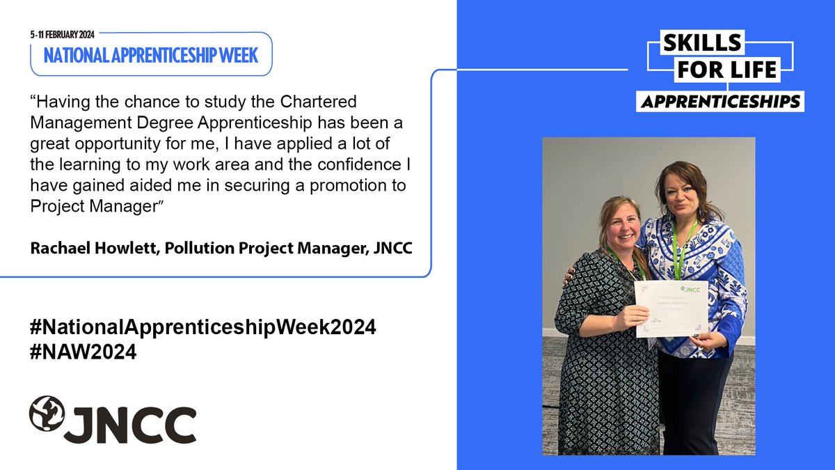 JNCC_UK's tweet image. #NationalApprenticeshipWeek We’re proud of the apprenticeship opportunities at JNCC &amp;amp; the value &amp;amp; benefits they bring 🫶

We’re committed to investing in our people to ensure an inclusive, collaborative &amp;amp; innovative learning organisation #SkillsForLife 💚 

#TogetherForNature