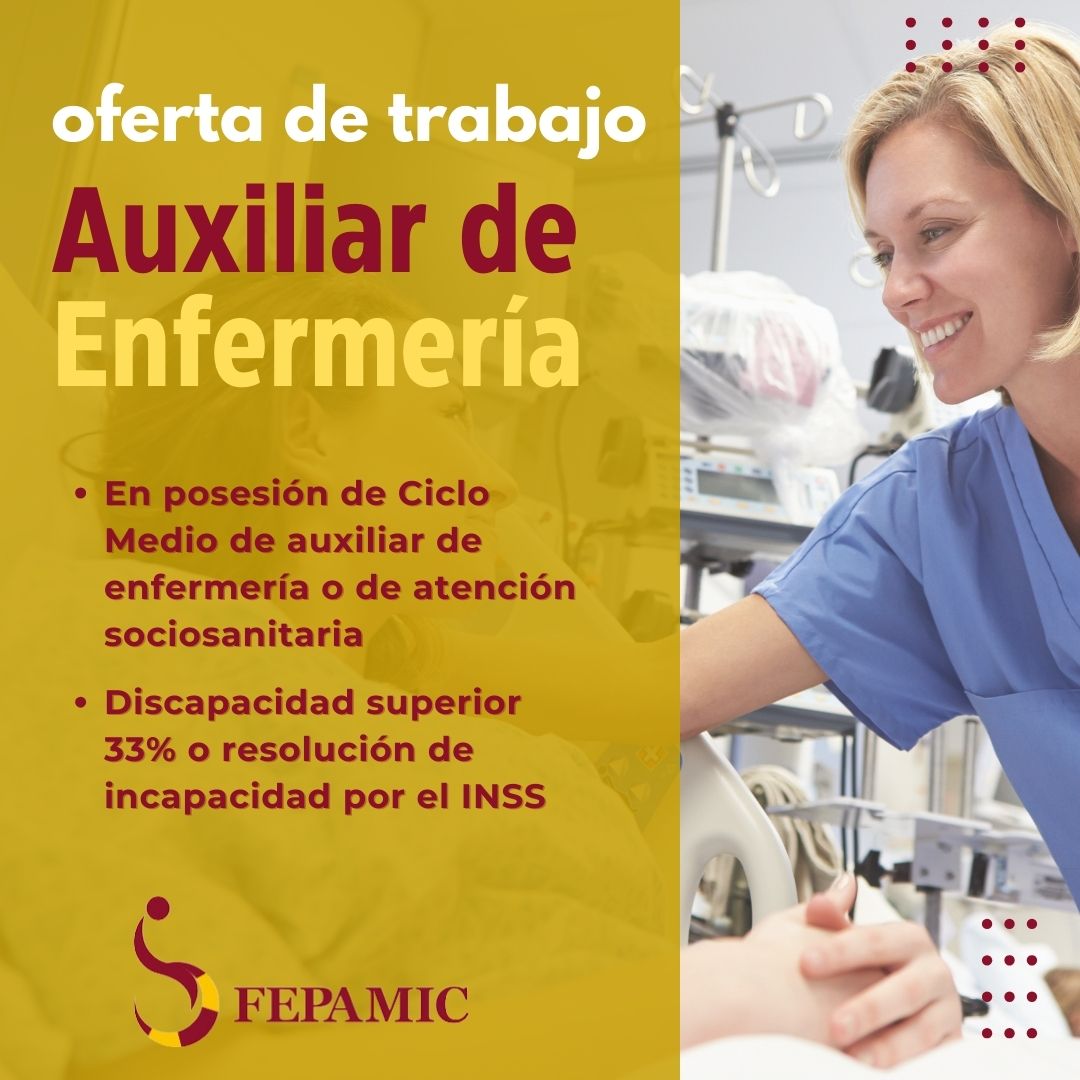 Abrimos la bolsa de trabajo y ofrecemos contratos de larga duración e indefinidos para personas con discapacidad, desempleadas o en mejora de empleo, con el Ciclo Medio de Técnico Auxiliar de Enfermería o de Atención Sociosanitaria.

👉Manda tu CV a empleo@fepamic.org