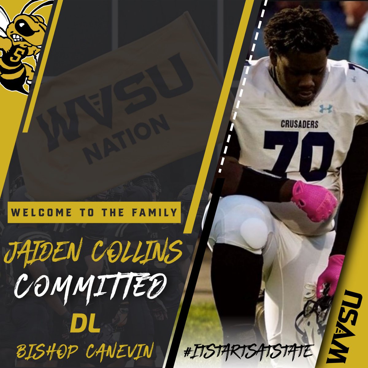 1000% committed to @WvsuFootball @coachbuckle @Coach_Rich4 Blessed and excited to start my next chapter  #ItStartsAtState