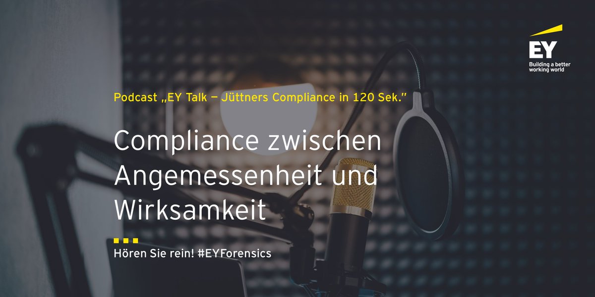 EY_Germany's tweet photo. Im Fokus der neusten Episode steht erneut ein vielgenutztes Begriffspaar der Compliance-Welt: Angemessenheit & Wirksamkeit. Hören Sie rein und erfahren Sie mehr über diese Prinzipien und ihre Zusammenhänge.
https://t.co/KrLhRvnsHm
#EYForensics #Compliance #Podcast #EYTalk https://t.co/3yhwY37rUI