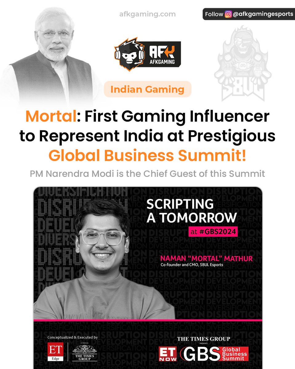 Mortal: The pride of Indian Gaming to Represent India at Prestigious Global Business Summit! 🤯🙌

#GlobalBusinessSummit #GBS #narendraModi #PMModi #primeministerModi #IndianGaming #Mortal #SoulMortal @Mortal04907880