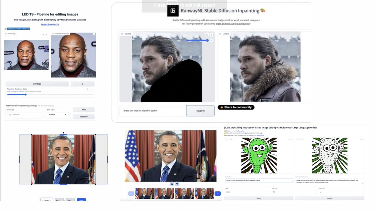 Free #AI Image Editing Tools ML MGIE huggingface.co/spaces/tsujuif… LEDITS huggingface.co/spaces/editing… Microsoft Designer designer.microsoft.com Stable Diffusion Inpainting huggingface.co/spaces/runwaym… Adobe Firefly AI firefly.adobe.com/generate/inpai… DragGAN huggingface.co/spaces/radames…