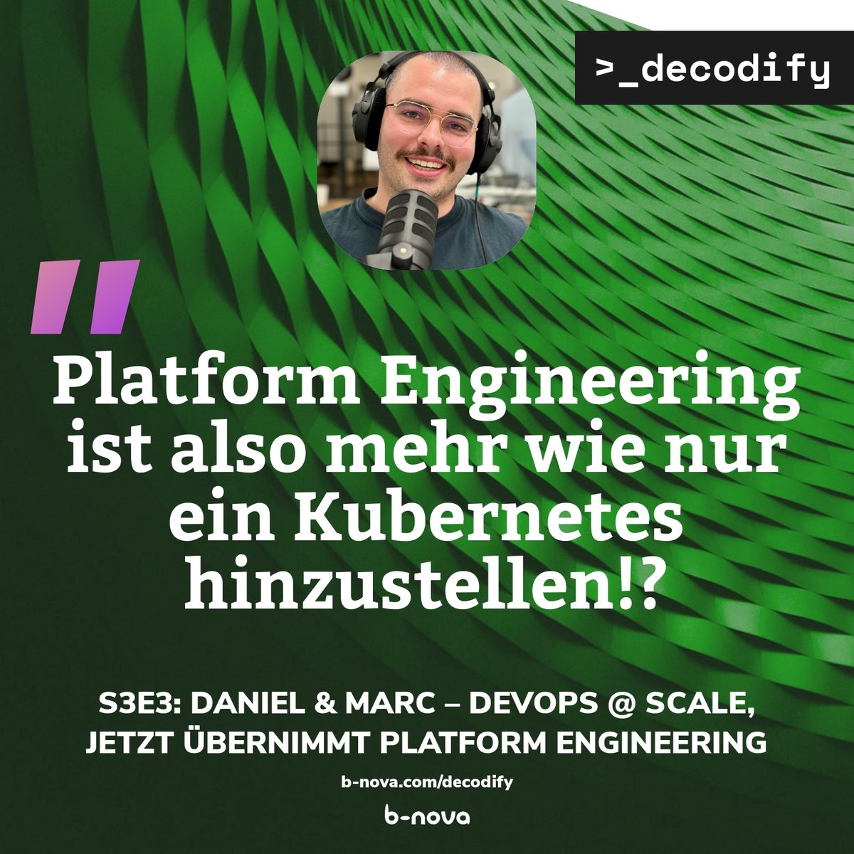 Es um Platform Engineering, DevOps, den golden Path und das Journey hin zur Platform. 💡 Unsere Gäste Daniel & Marc von der Endress+Hauser Gruppe geben Insights zu ihren Erfahrungen, Hürden und Erfolgsgeschichten.