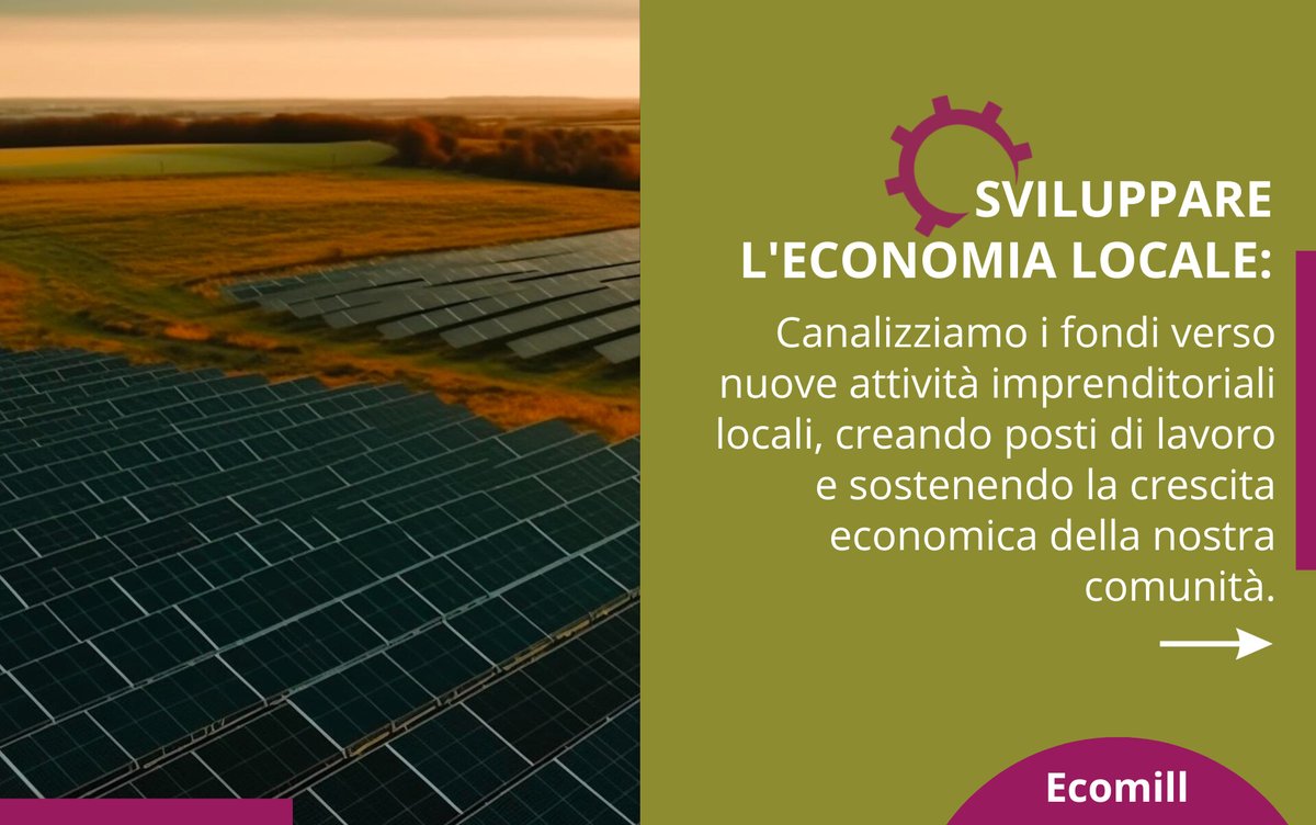 Ecomill_it's tweet photo. 🌱🌍 Vogliamo valorizzare il territorio, canalizzando il risparmio verso nuove attività locali che generano impatti economici, sociali ed ambientali positivi.
https://t.co/UpZQOb1Qpx🌐
#GreenEconomy 🌿✨ https://t.co/avP1Ykzcvy