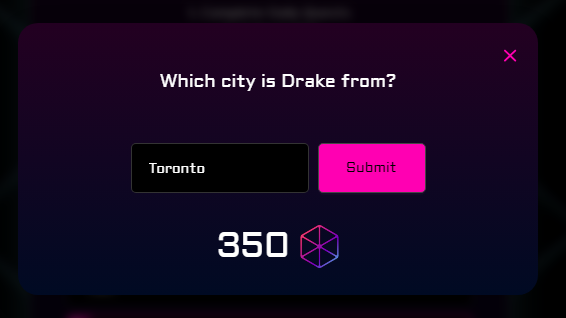 ErhanWasim's tweet photo. Qustion : Which city is Drake from?  Answer : Toronto

@onunblocked

Today  Quiz Answer 🎁 https://t.co/CHmXXKWfgo