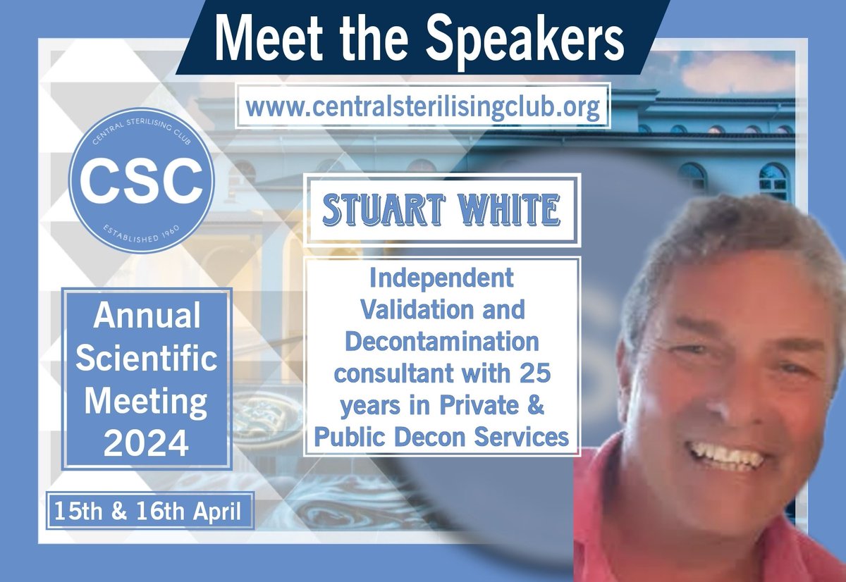Talking about the challenges of reprocessing robotic instruments, meet our 3rd CSC annual Scientific Meeting Speaker Stuart White...
#healthcare
#decontamination
#roboticdevices