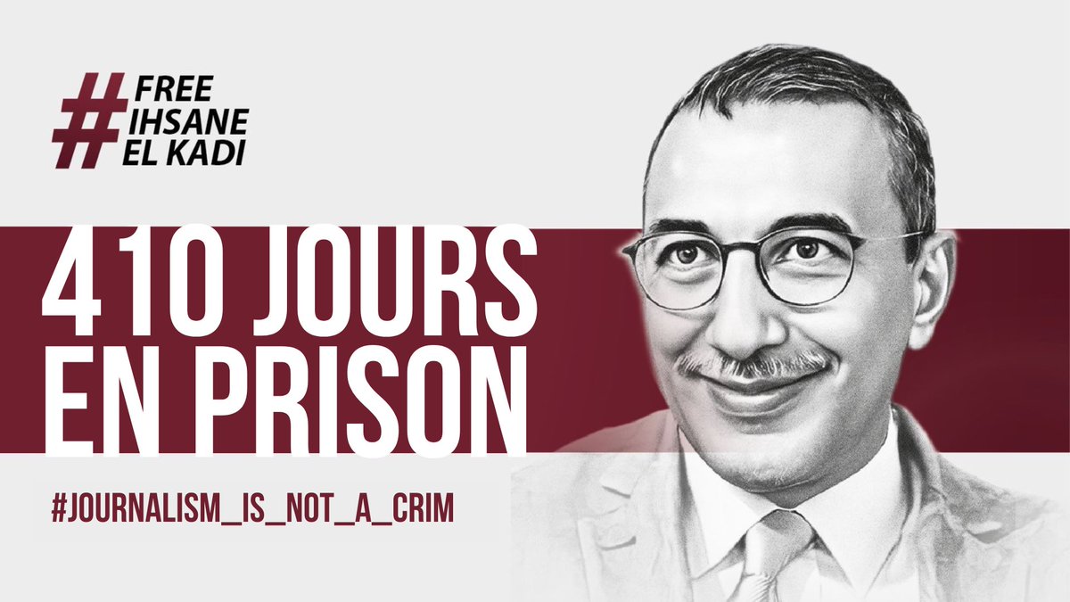 maghrebemergent's tweet photo. Le journaliste et directeur de  @RadioMPost et @maghrebemergent, @ElkadiIhsane, est en détention depuis 410 jours.
#freeihsaneelkadi https://t.co/uuwHD4GqZL