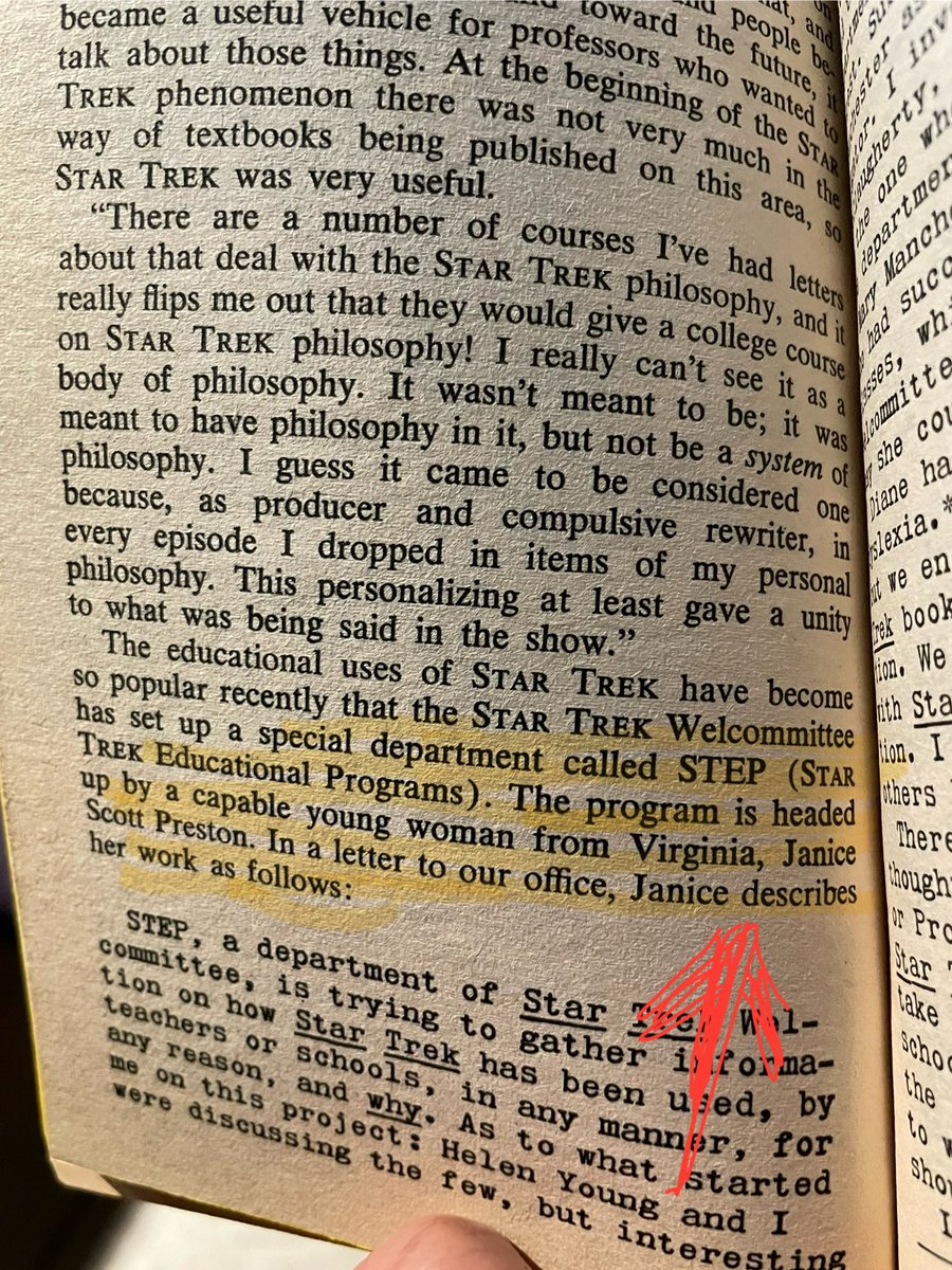 Here is a better example of what I mean by finding #StarTrek collectibles that “fit” together. I got these unique 70s office stamps and was told they were used by Janice Scott Preston for something connected to GR. But who was she? Then lo & behold, p114 of Letters to Star Trek!