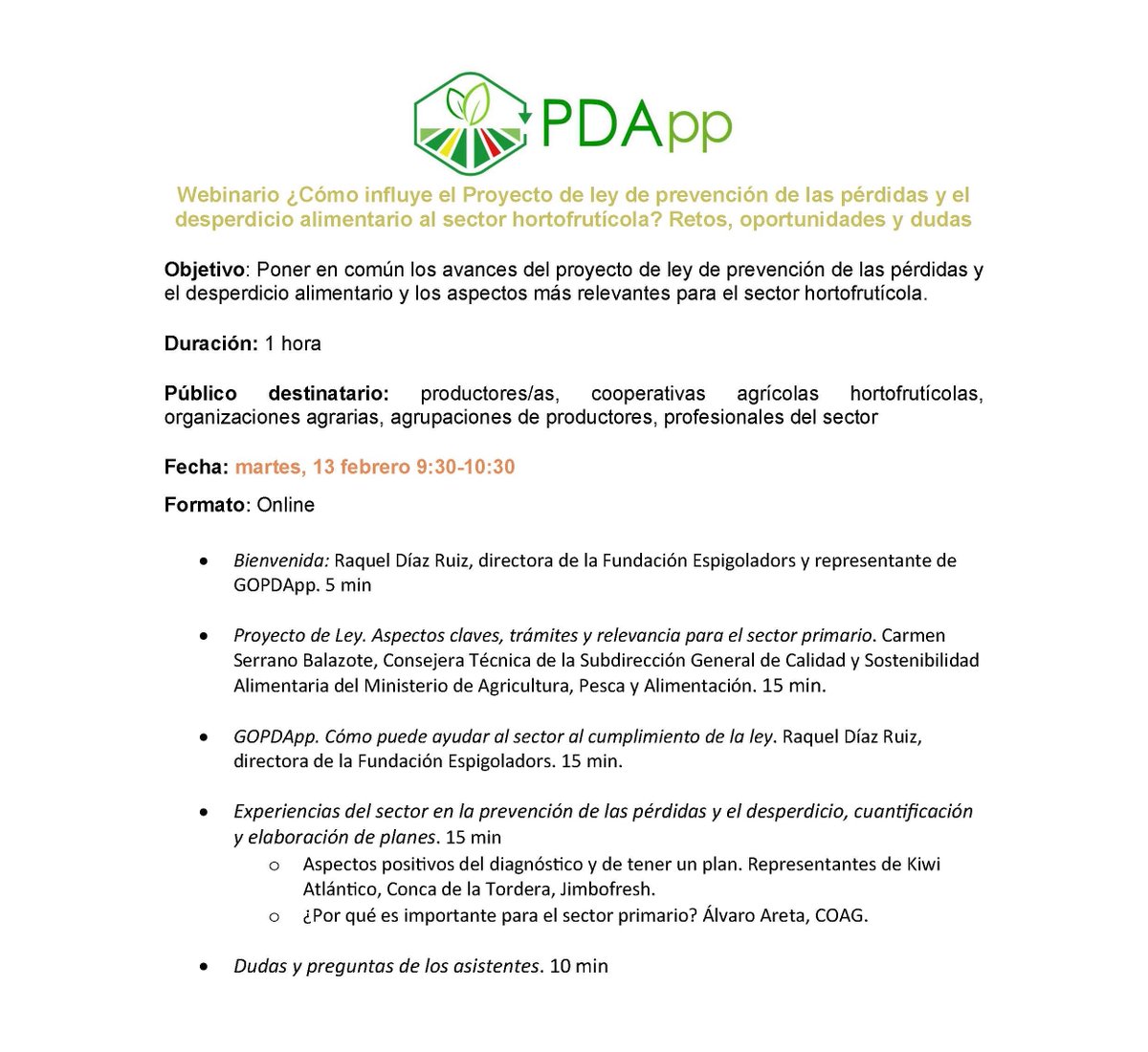 GOPDApp's tweet photo. ‼️¿Quieres resolver tus dudas sobre la futura ley de prevención de las pérdidas y el #DesperdicioAlimentario?
Apúntate aquí al #Webinar que celebramos: https://t.co/2ggPUvjL5u
🗓️Martes, 13 febrero
🕘9:30 horas
➡️Más info aquí: https://t.co/5i2cE1diGv https://t.co/m4amDf6oIU