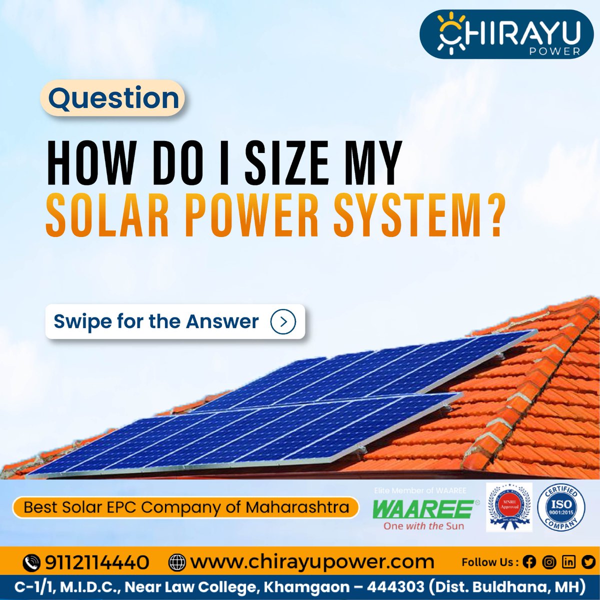 ChirayuLtd's tweet photo. Unlocking the secrets of solar power system sizing! 
For inquiries or Insights
Call +91 9112114440/+91 7721871188.
Mail: sales@chirayupower.com
#SolarPower #SystemSizing #RenewableEnergy #GoGreen #SustainableLiving #SolarPanels #EnergyEfficiency #CleanEnergy #ClimateAction https://t.co/OGFzv8xjbl