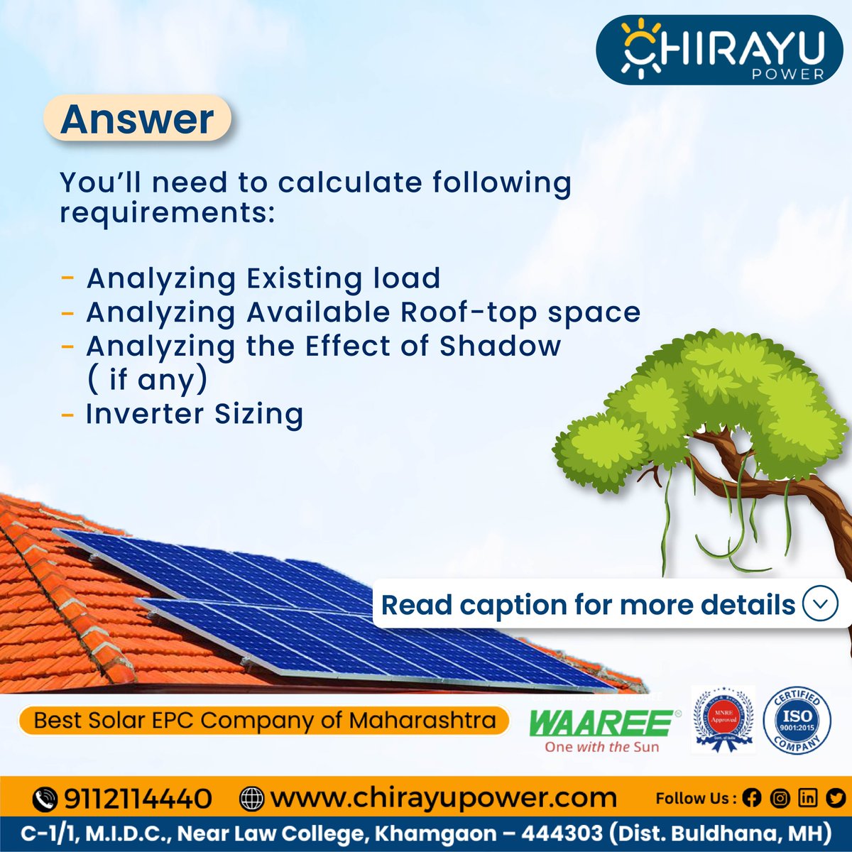 ChirayuLtd's tweet photo. Unlocking the secrets of solar power system sizing! 
For inquiries or Insights
Call +91 9112114440/+91 7721871188.
Mail: sales@chirayupower.com
#SolarPower #SystemSizing #RenewableEnergy #GoGreen #SustainableLiving #SolarPanels #EnergyEfficiency #CleanEnergy #ClimateAction https://t.co/OGFzv8xjbl