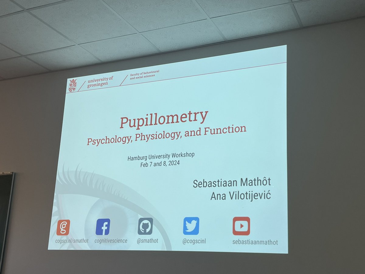 Giving a workshop on pupillometry today  w/ @cogscinl at the @unihh 👁️