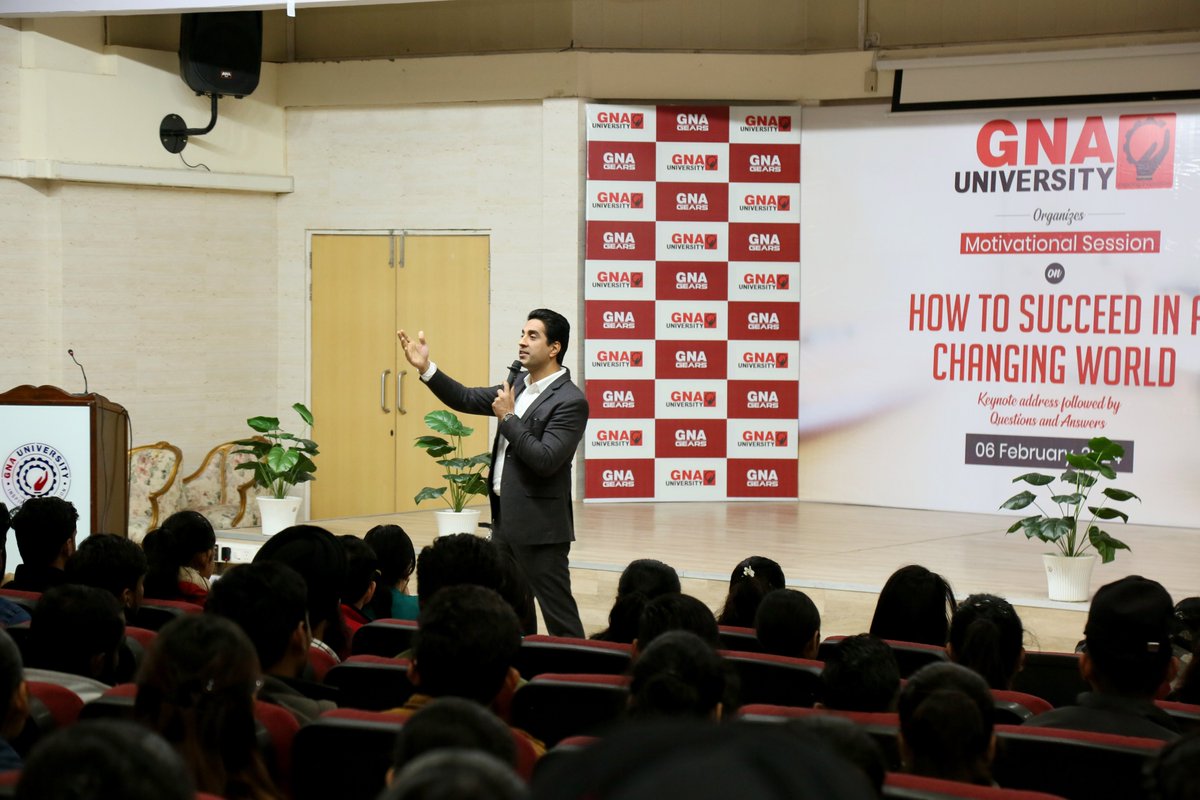 GnaUniversity's tweet photo. GNA University School of Design & Mass Communication proudly organized a motivational session on "How to Succeed in a Changing World"by Mr. Simarjeet Singh, a renowned International & Motivational speaker and three-time TEDx speaker.
#GNAUniversity #MotivationSession https://t.co/DJ0wJnSRNZ