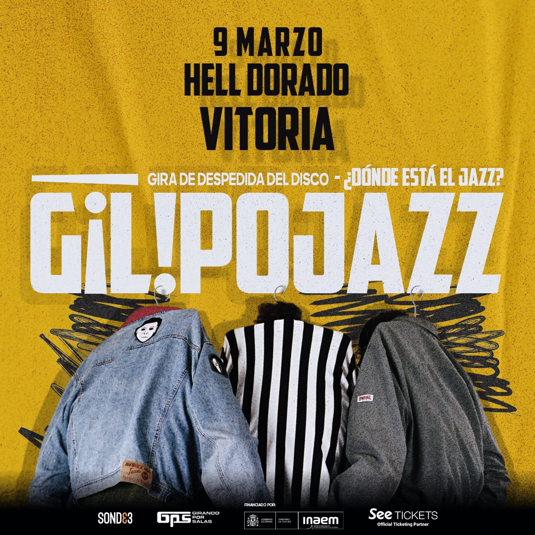 Buenos días. Gilipojazz comenzarán su gira de conciertos con ayudas #GPS14 el próximo 9 de marzo en @SalaHellDorado de Vitoria-Gasteiz. Todos los detalles en nuestra web girandoporsalas.com #NosVemosEnLasSalas
