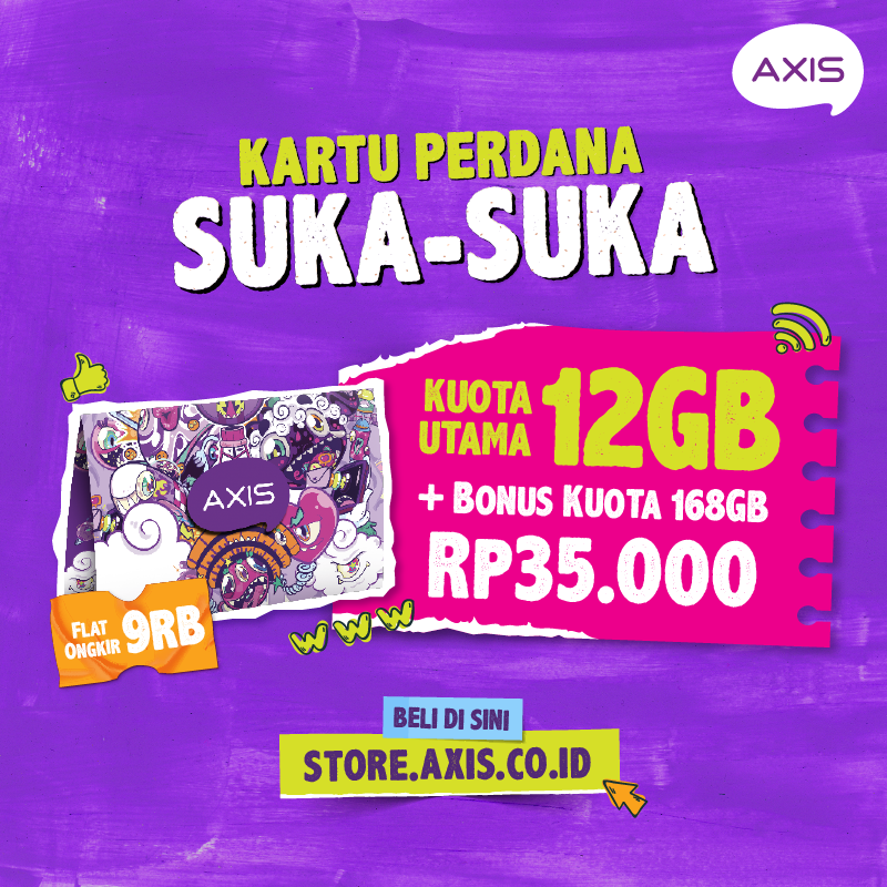 AXISgsm's tweet photo. Cuma 35rb, tapi dapet bonusnya nonstop sepanjang tahun! Gas beli sekarang juga di https://t.co/gKQ9d9Mhea