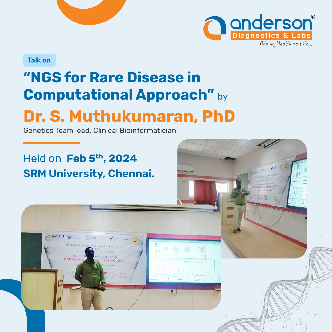 A captivating & insightful session unfolded on Feb 5 as Dr. S. Muthukumaran, PhD, Genetics Team Lead, Clinical Bioinformatician from #AndersonDiagnostics & Labs, took the stage to discuss 'NGS for Rare Diseases in Computation Approach' at #SRMUniversity, Potheri, #Kattankulathur