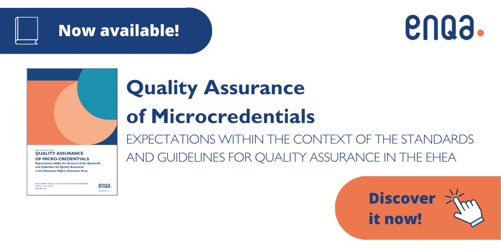 🆕 ENQA has published a new report on the QA of Micro-credentials, featuring:

✅ Overview &amp; examples of how the QA of #microcredentials is being addressed in the #EHEA
✅ Considerations for the application of the ESG to micro-credentials

➡️ Find it here: enqa.eu/publications/q…