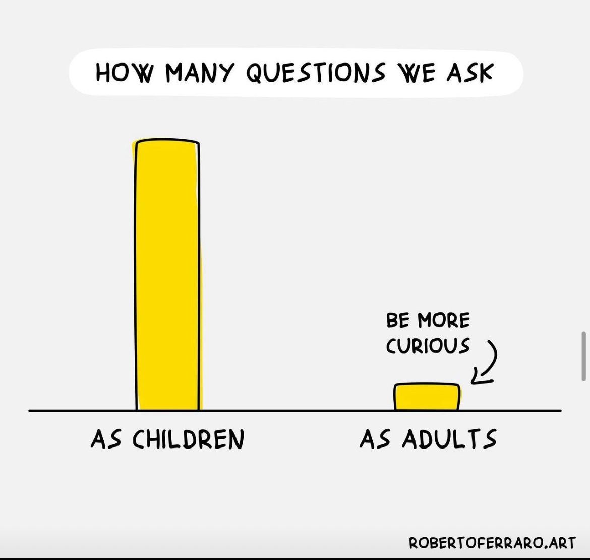 🔍 Ever wondered why children seem to ask endless questions while adults tend to ask fewer? 🤔 It's all about curiosity! Toddlers ask around 300 questions a day, mostly 'Why?' questions, to make sense of the world. As adults, that number drops to about 25-30. 💡#curiosity