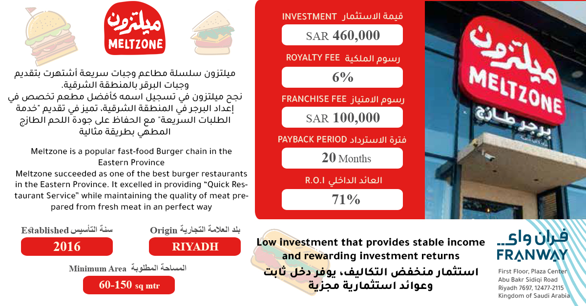 Franway_co's tweet photo. هل تبحث عن فرصة لامتياز مطعم وجبات سريعة ناجح؟ تعرف على ميلتزون 

Looking to franchise a successful fast food restaurant? Check out Meltzone 

Fore more information:
https://t.co/lscn6NNkzM 

#FranchiseOpportunity
 #فرصة_امتياز https://t.co/se3RIqlP7z