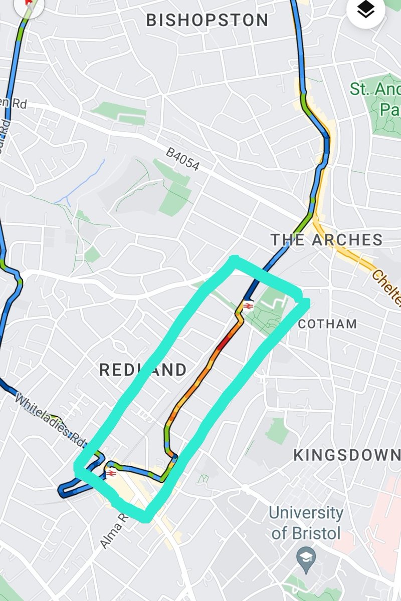 Jerry_Bittles's tweet photo. 😎Yesterday's 'target' beaten 😉 (See prev post).
Bit of a recon, today. Wanted to check the route between Clifton &amp; Redland to try &amp; race a train. That small section I did in 6min at only a slightly faster pace. I need 4min to beat the train. It is do-able! #ukrunchat #running https://t.co/3fABDt0Bc7