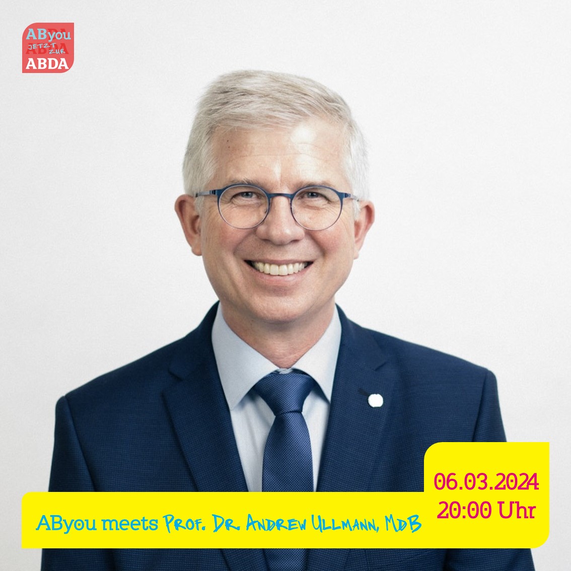 Anfang März haben wir ein weiteres AByou meets… für Euch organisiert 🤗

𝗔𝗕𝘆𝗼𝘂 𝗺𝗲𝗲𝘁𝘀 🤝🏻 𝗣𝗿𝗼𝗳. 𝗗𝗿. 𝗔𝗻𝗱𝗿𝗲𝘄 𝗨𝗹𝗹𝗺𝗮𝗻𝗻, 𝗠𝗱𝗕

🗓️ Datum: 𝟬𝟲. 𝗠ä𝗿𝘇 𝟮𝟬𝟮𝟰
⏰ Uhrzeit: 𝟮𝟬:𝟬𝟬 𝗨𝗵𝗿
🖥️ Format: 𝗢𝗻𝗹𝗶𝗻𝗲

🔗 Anmeldung: scnem.com/art_resource.p…