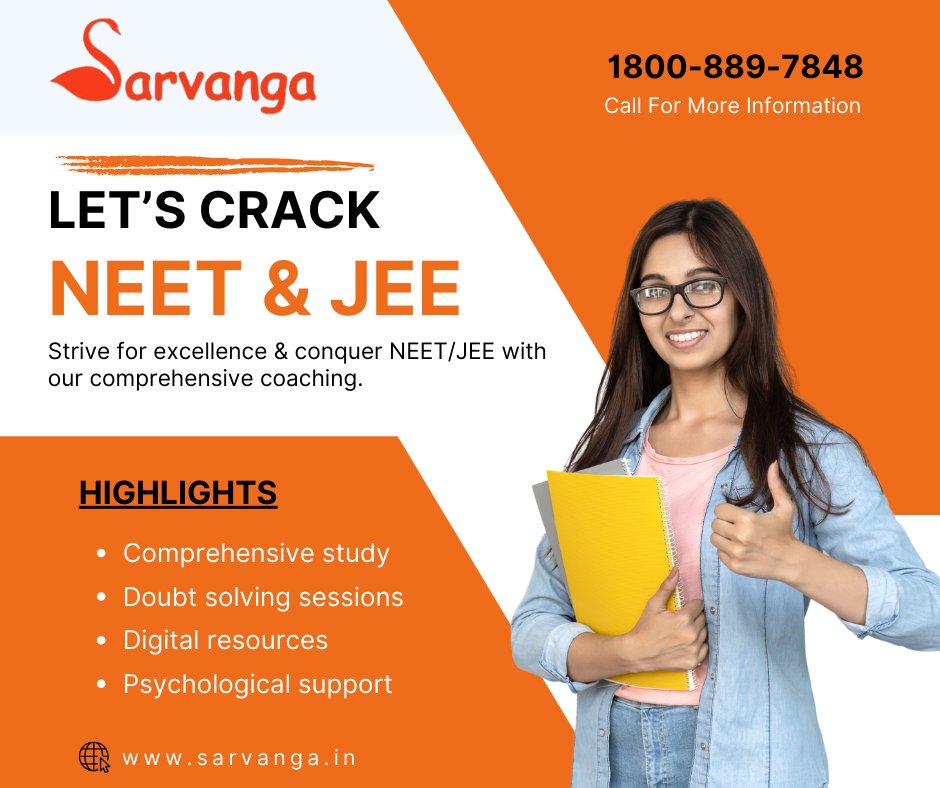 SarvangaEducat1's tweet photo. Let's Crack NEET and JEE,
Strive for excellence & conquer NEET/JEE with our comprehensive coaching.
Contact Us :
Web: https://t.co/DUgaGfIFfa
Toll-Free: 1800-889-7848
#sarvanga #education #NEETOnlineCoaching #JEEOnlineClasses #CrackNEET #AceJEE #OnlineLearning #MedicalEntrance https://t.co/TosTd08nI7