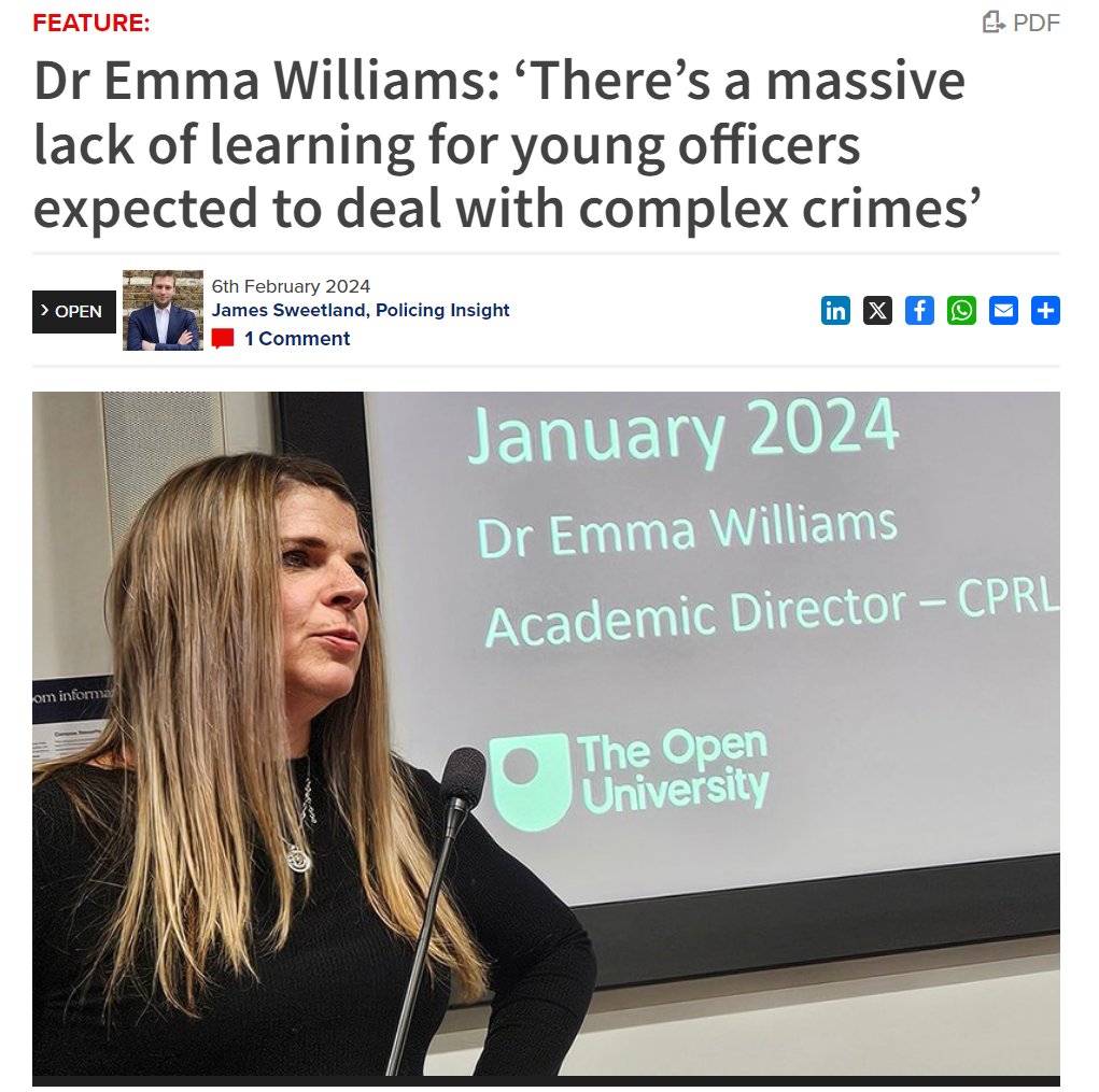 Speaking at the Canterbury Centre for Policing Research’s annual conference, Dr Emma Williams – Director of the Open University’s the Centre for Policing Research and an academic with years of experience exploring the #Police  approach to #rape cases – gave her overview of why
