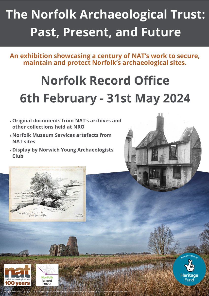 NorfolkRO's tweet photo. Open now! Come and see the new exhibition by @NorfArchTrust. #freeexhibition #norfolkarchaeologicaltrust #norfolkarchaeology #NAT100 https://t.co/Yvkgve44dt