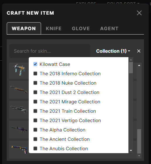 The new #CS2 Kilowatt Case skins have been added to our crafting page along with the Ambush Capsule stickers - make use of the Collection filter to try them out now!

Some items may be missing images or rarities, we will continue to update.