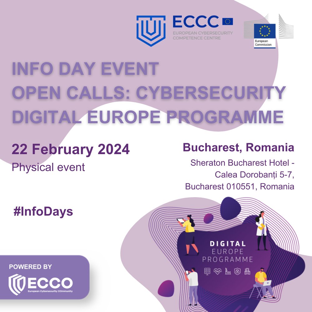 Two more days until we close registration! 🗓️
Register here today: lnkd.in/e5jGD_8c

📍Join us on 22 February in #Romania! It’s a great opportunity to learn about #cybersecurity #funding opportunities under the #DigitalEuropeProgramme and grow your #network.